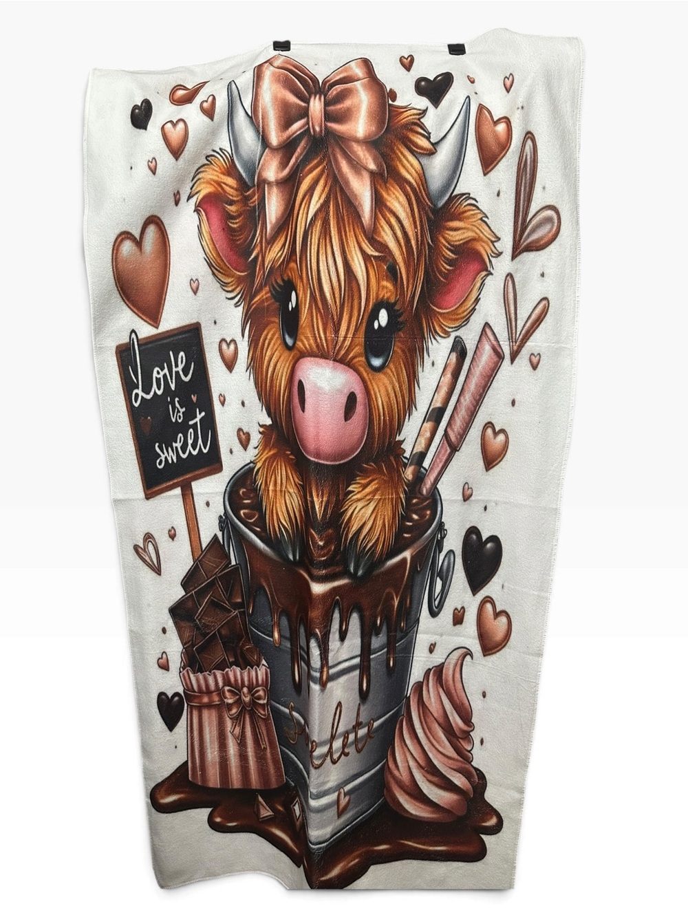 Highland Cow Beach Towel Microfiber Polyester Super Soft Sweet Treat Print
